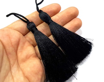 2 Black Thread Tassel 2 pcs (78 mm - 3 inches) , G9602