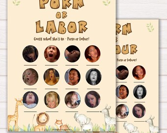 Safari Porn or Labour Game, Labor or Porn Baby Shower Game, Porn or Labor, Labour or Lovin Baby Shower Game, Baby, Porn or Labor Game SA1