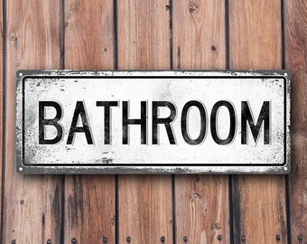 Metal bathroom sign | Etsy