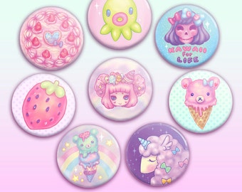 Octopie Kawaii 1.5" Button / Pin / Badge