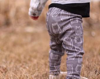 Baby Leggings -Baby Shower Gift - Baby Boy Leggings - Baby Girl Leggings - Owl Leggings - Tribal Leggings - Gray Leggings