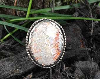 Crazy Lace Agate Statement Ring, Agate Ring, Lace Agate, Statement Ring, Chunky gemstone ring, Bohemian jewelry, boho ring, boho agate ring