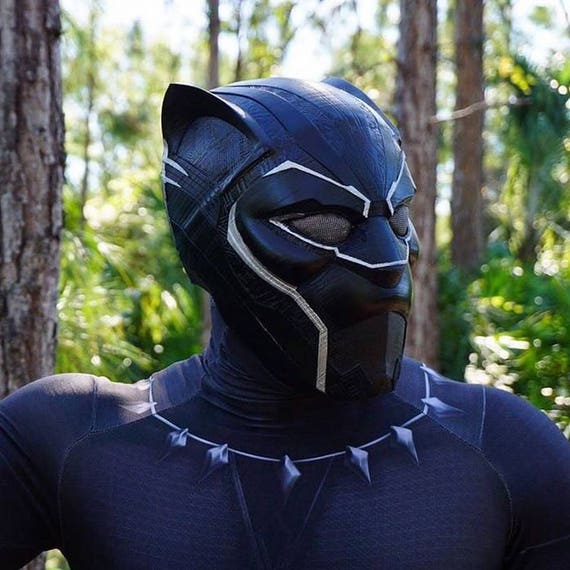 Black Panther Cosplay Helmet. 3D Printed Black Panther Helmet.