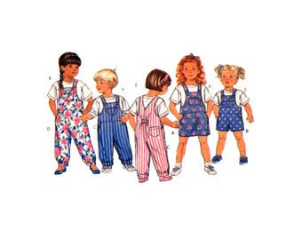 80s Butterick 5396 Toddlers' or Child's Jumper, Jumpsuit in Two Lengths and Top, Uncut, Factory Folded, Sewing Pattern Size 1-2-3