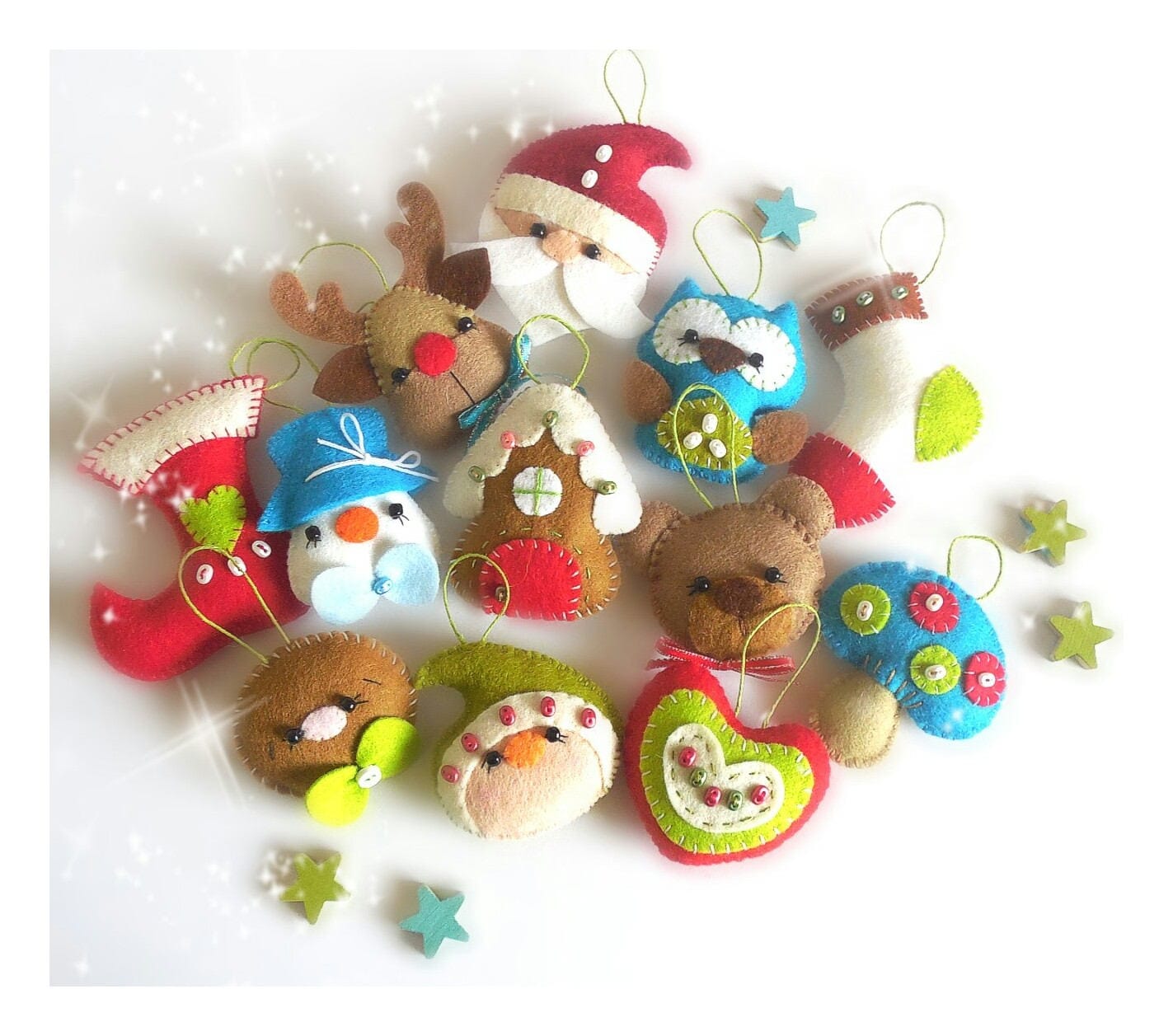 Set of Twelve Mini Christmas Ornaments Patterns PDF Christmas