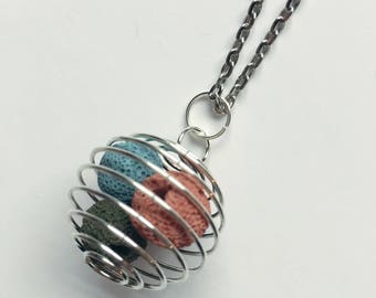 Handmade Caged Lava Stone Necklace | Lava Beads | Essential Oils Diffuser Jewelry | Boho Bohemian | Spiritual Jewelry Gifts for Her Under 20