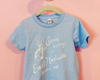 Some Bunny in East Nashville Loves Me sky blue kids tee