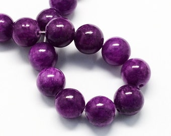 20 Jade Beads 8mm Deep Purple Gemstone Beads 8mm Set of 20 - BD986
