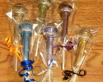 Chocolate microphone lollipop favors