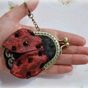 Ladybug Coin Purse, Wee purse, Small Purse Ladybug, Metal frame purse, Keychain Ladybug, Bag charm Ladybug, Elegant accessory
