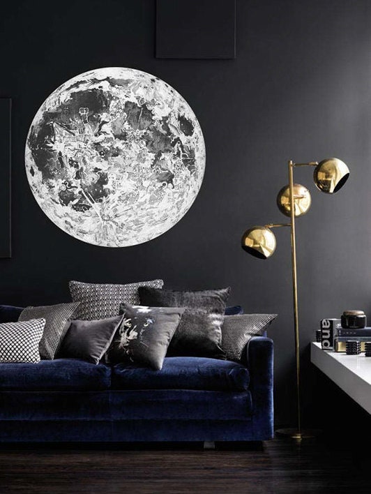 Full Moon Wall Decal. Astronomy Wall Decal. Bohemian Celestial