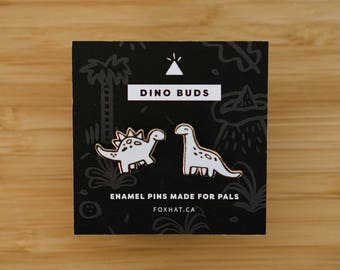 Gold Dinosaur Enamel Pins, Stegosaurus Pin, Brontosaurus Pin, Gold and White Enamel Pins