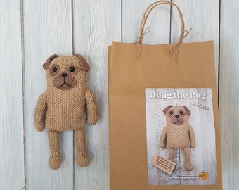 Doug the Pug Knitting Kit - Make Your Very Own Pug dog - Easy To Knit Pattern