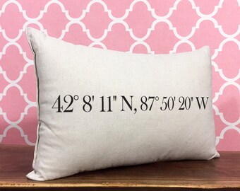 Personalized Pillow, Longitude And Latitude Pillow, Personalized Coordinates, Housewarming Gift, Personalized Gift, Wedding Gift
