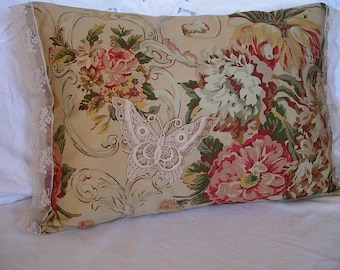 Two Floral Cotton Accent Pillows