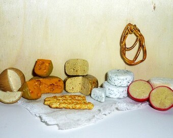 Dollhouse miniature 1:12 cheese,varied cheese