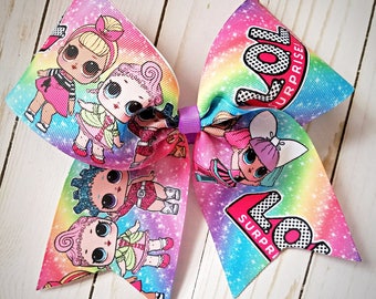 Cute Galaxy LOL Doll Surprise Cheer bow- girls bows- Cheer- bows- Large bows- Big bows- Hair clip- Pony-O
