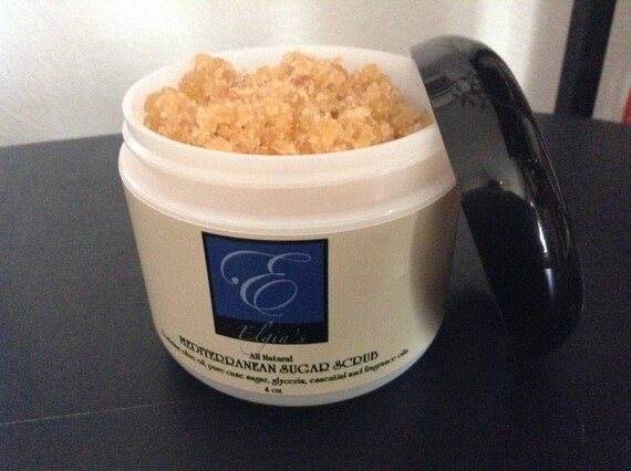 Mediterranean Sugar Scrub all natural vegan olive oil based exfolliating sugar scrub spa product sugar scrub cleanser gift