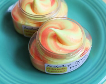 Whipped Soap Cream Fluff Watermelon Lemonade - Whip Soap, Fluffy Whipped Soap, Lemon Soap, Soap in a Jar, Swirl Soap, Summertime, Bath Soap