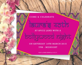Bollywood Inspired Personalised Party Invitation - Digital File