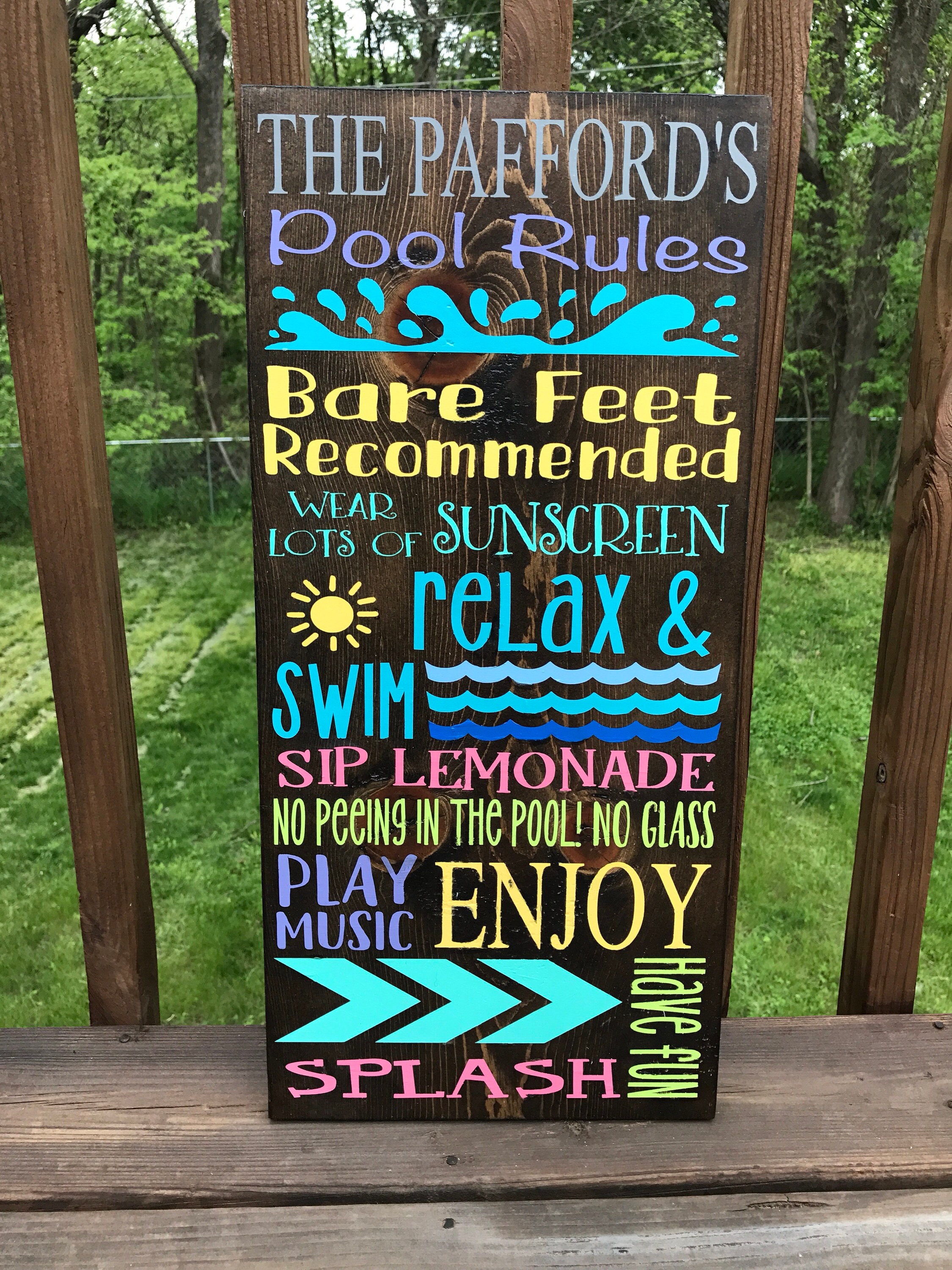 Pool Rules Wood Sign Custom Family Pool Rules Sign   Il Fullxfull.1239099659 Dkn8 