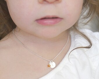 Little Girl Necklace, Personalized Little Girl Necklace, Baby Girl Necklace, Child Initial Necklace, Kids Necklace, Sterling Silver, Custom