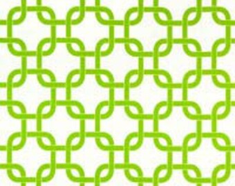 SALE - Fabric Destash Home Decor Fabric - Premier Prints Gotcha in White/Lime Green Chain Print