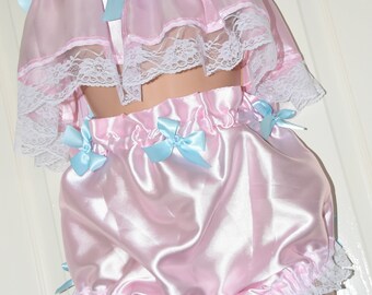 Silky satin dressing up and posing bra & panties set, Sissy Lingerie