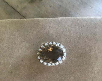 Citrine and seed pearl charm
