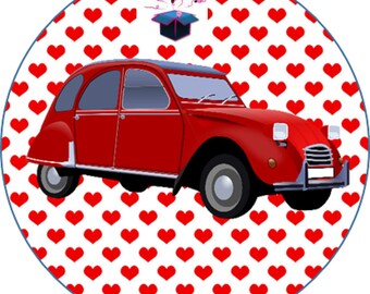 1 cabochon clear 20mm 2cv car theme