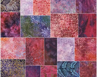 Benartex Berry Delight Bali Batiks prédécoupée 5" charme Pack tissu Quilting carrés de coton SQ11