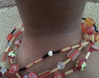 Handmade OOAK #2 Orange and Black Lampwork Bracelet
