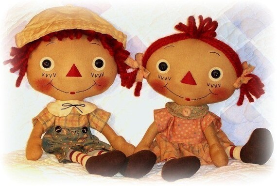 primitive doll pattern raggedy ann andy pattern girl or boy doll rag doll pattern cloth doll pattern pdf sewing pattern soft doll - Raggedy Ann And Andy primitive doll pattern raggedy ann andy pattern girl or boy doll rag doll pattern cloth doll pattern pdf sewing pattern soft doll - Raggedy Ann And Andy