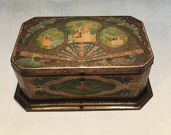 Vintage Chocolate Tin with Hinged Lid