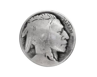 12 Tiny Indian Head 7/16 inch ( 11 mm ) Metal Buttons Silver Color