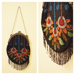 Black Edwardian Beaded Purse