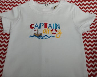 Nautical machine embroidered baby onesie