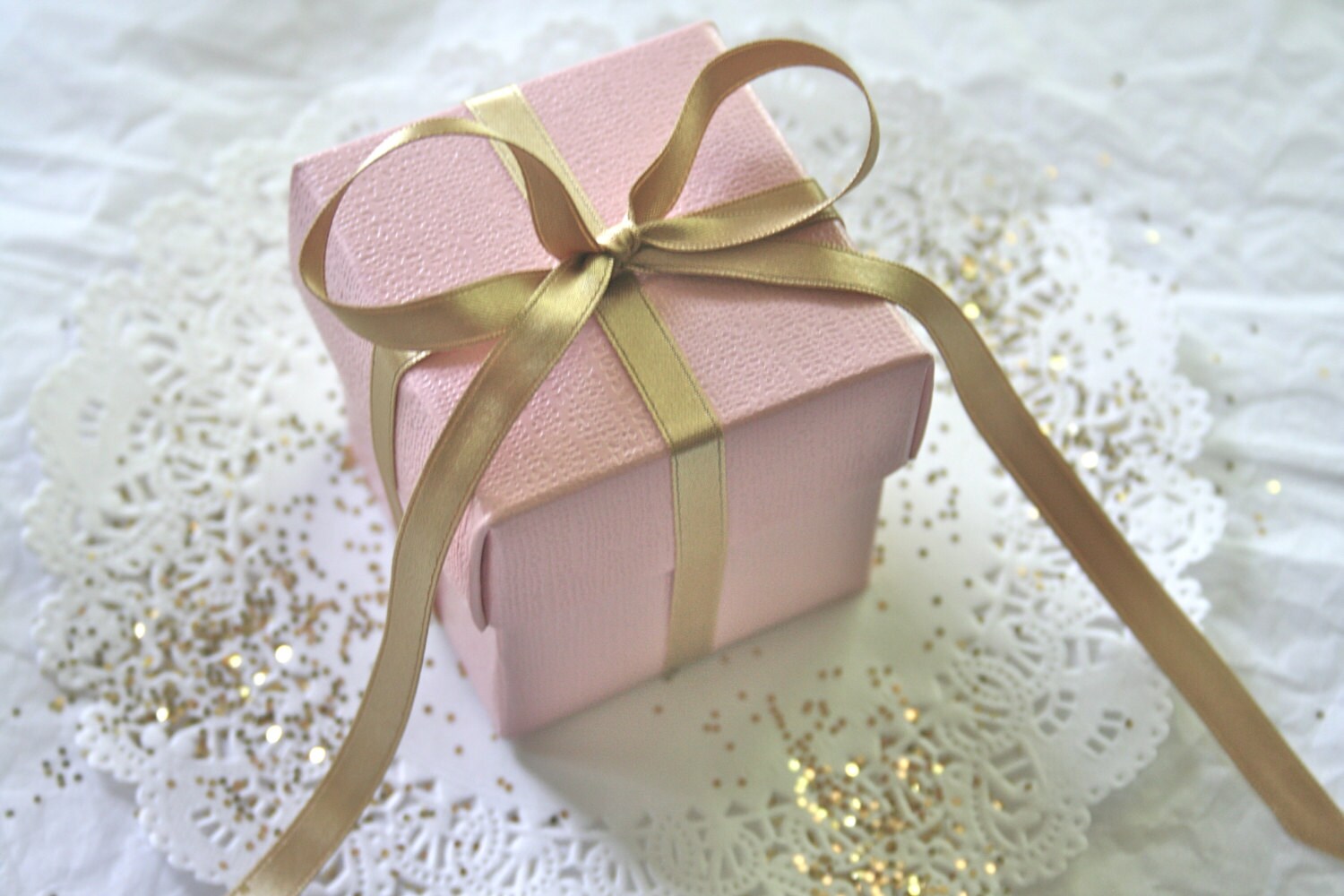 SOFT PINK Favor Boxes BULK with Luxury Satin Ribbon