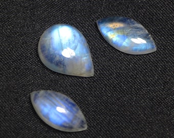 3 Pieces Lot, Ranbow Moonstone, Top Quality, Blue Fire, Wirewrap, Jewelry, Handmade, High Polished, Gemstones Wholesalers