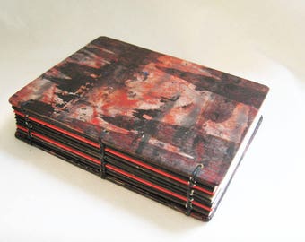 Small Journal, Dark Quote Book, Small notebook, small book, book with bag, handmade journal, dark abstract, painted paper book