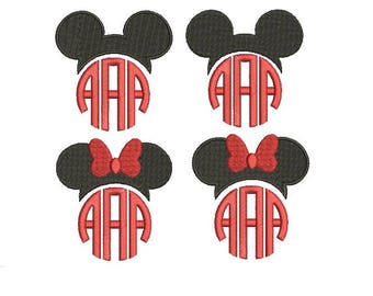27 Sizes Mickey and Minnie Head Ears Mouse Monogram Frame Toppers Girl Bow Design Fill Embroidery Machine Instant Download EN2193F1F6