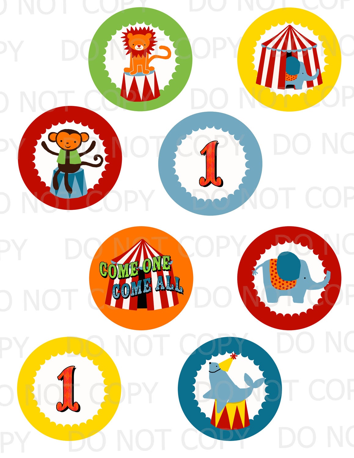 Printable DIY Circus Theme Cupcake Toppers