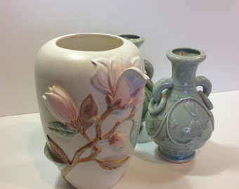 Vintage Fitz and Floyd Floral Vase 1983