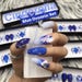 Blue Oceanic Ombre Distressed Foil Fairy Dust Swarovski Crystals Matte Press On Nails | Any Shape | Fake Nails | False Nails | Glue On Nails