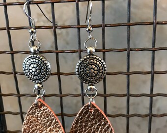 Rose Gold Leather Leaf with Concho