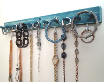 Jewelry Organizer, Jewelry Holder Wall Necklace Holder, Earring Holder, Ring Holder, Necklace Hanger, Bracelet Holder. Pick Your Color.