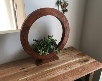 Statement Planter Table Centerpiece Reclaimed Wood Ring Stand