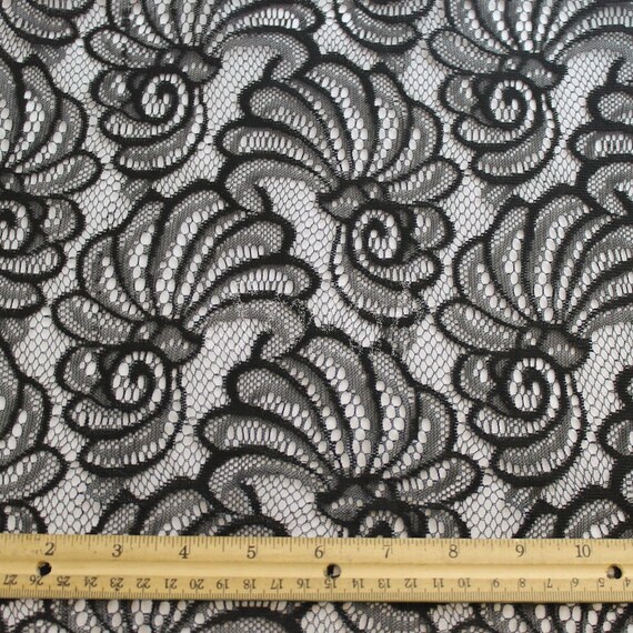 Black Sea Shell Lace Fabric by the yard Carrie Pattern 1