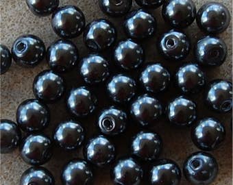 PEARL BEADS, 8mm, Gunmetal, sold in units of 100 pearls.
