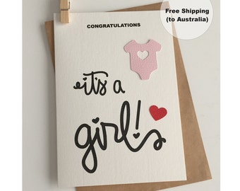 It's a Girl Card – Congratulations Baby Girl Card – Baby Girl Card – Onesie Girl Card – New Baby Girl Card